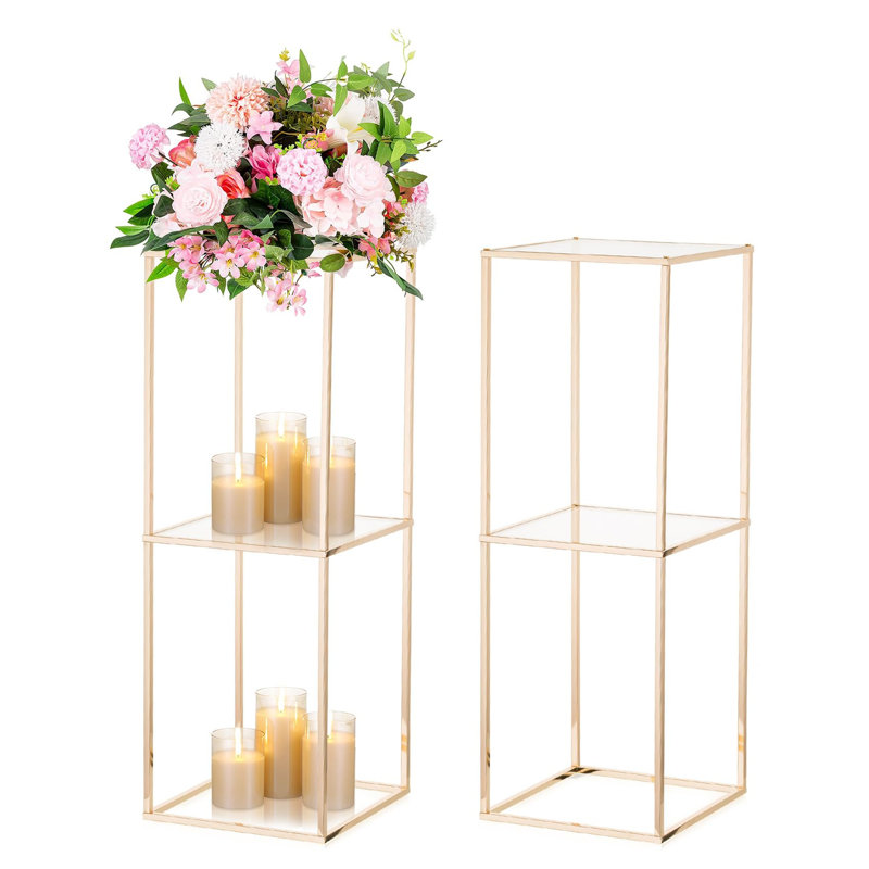 2 Pcs Flower Stand With 2-layer Acrylic Panel