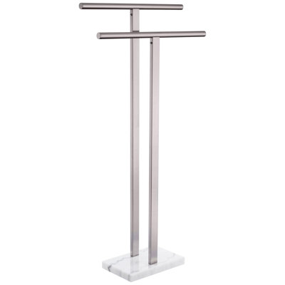 Free Standing Towel Racks 2-Tier Towel Holder for Bathroom Floor Stand with Heavy Marble Base Thicken Steady Design
