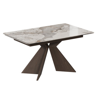 Emilio Modern 55'' To 78'' Extendable Ceramic Stone Top Dining Table