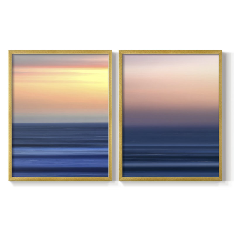 «Sunset Seascape I», reproduction encadrée de qualité supérieure - prête à être accrochée - aucun clou requis - aucun clou requis