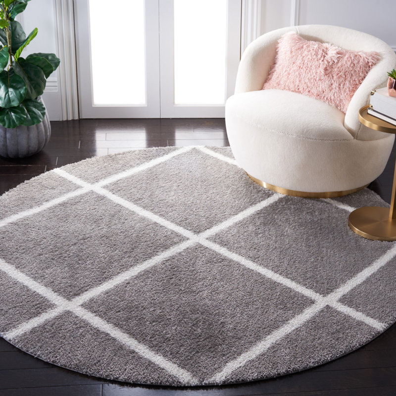 Tahoe Shag Performance Geometric Rug, Round 6'7"