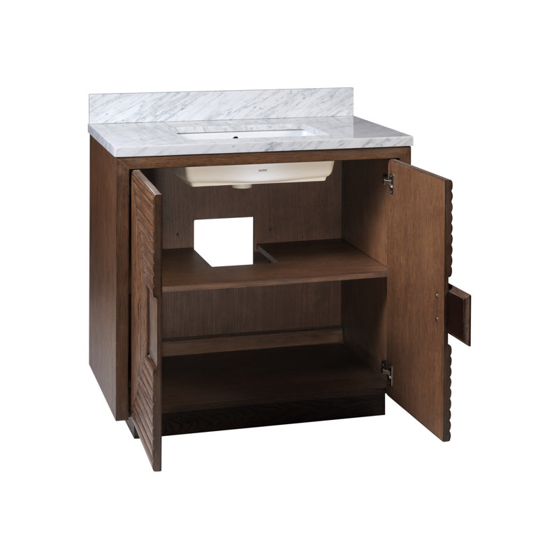 Meuble-lavabo rectangulaire 38 po en marbre cacao Morombe