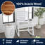 Chaise berçante d'extérieur en bois d'acacia massif Carey Classic avec dossier à lattes et finition blanche, capacité de poids de 300 lb, pour porche, patio et jardin-87691034