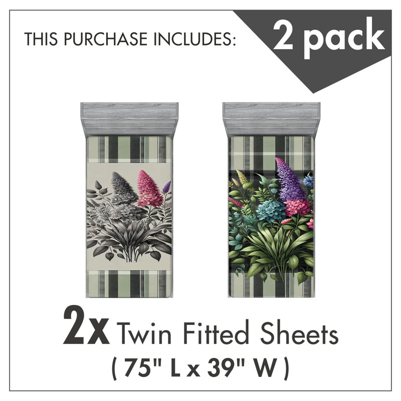 Microfiber Leafy Art Fitted Sheet, Twin Fitted Sheet