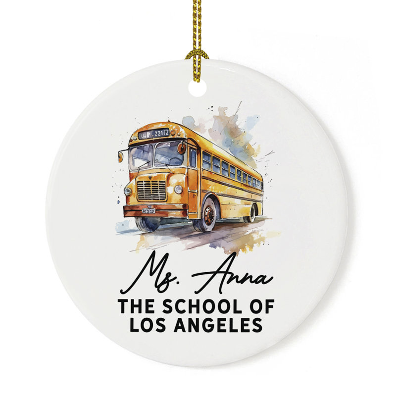 Ornement d'autobus scolaire personnalisé en céramique, Oui