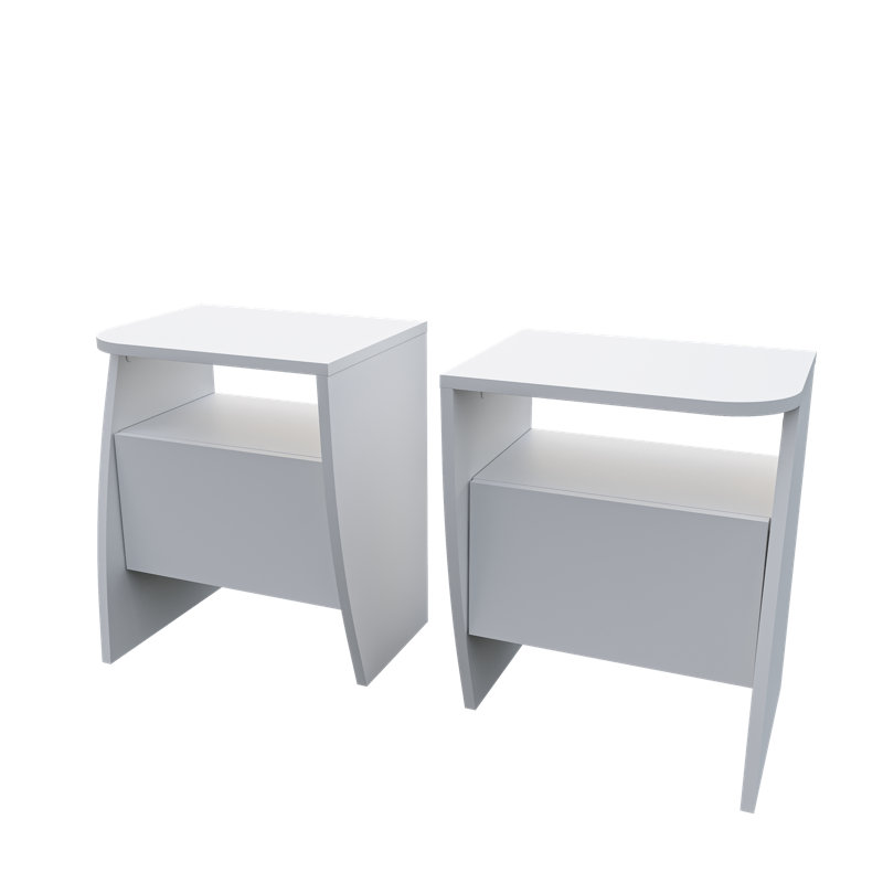 Table de chevet Livo - armoire et tablette à 2 niveaux (ensemble de 2) 