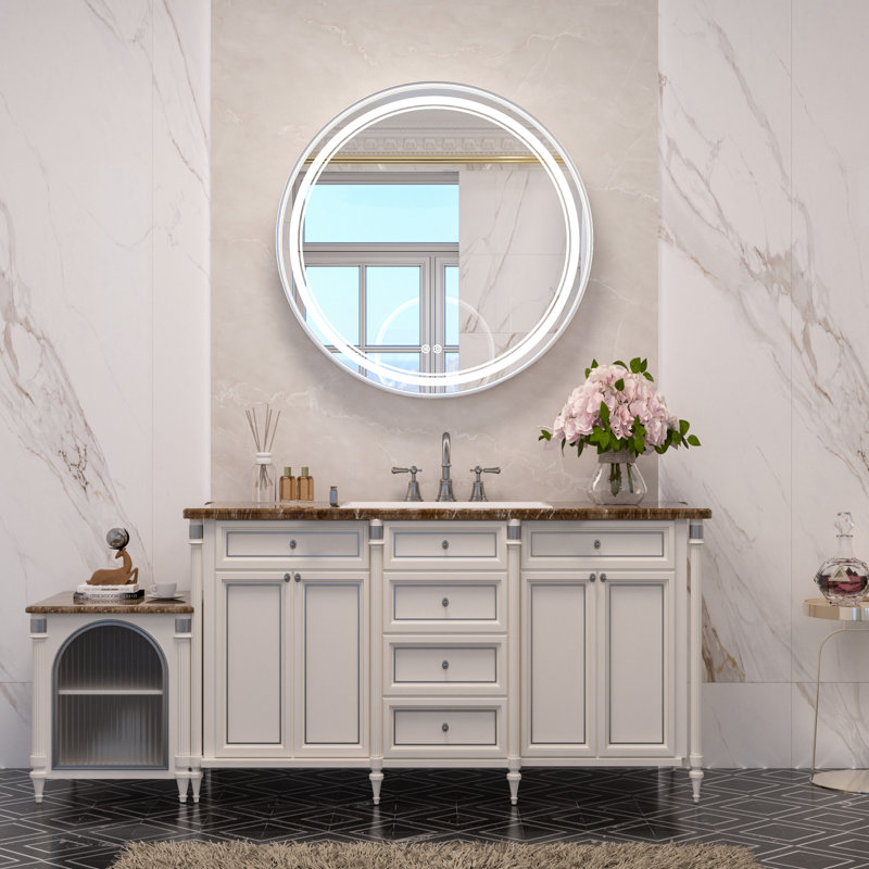 Miroir mural rond Lawnmount , 30 po x 30 po, Silver