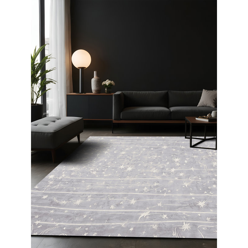 Tapis bleu soyeux et moelleux, Carré 6 pi