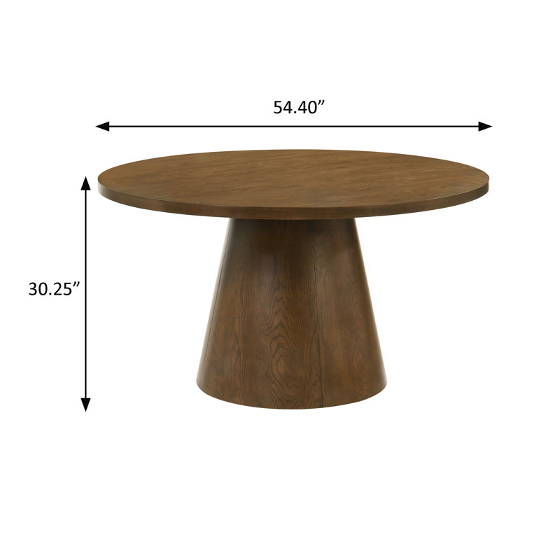 54.4" W Mid-Century Modern Dining Table, Brown