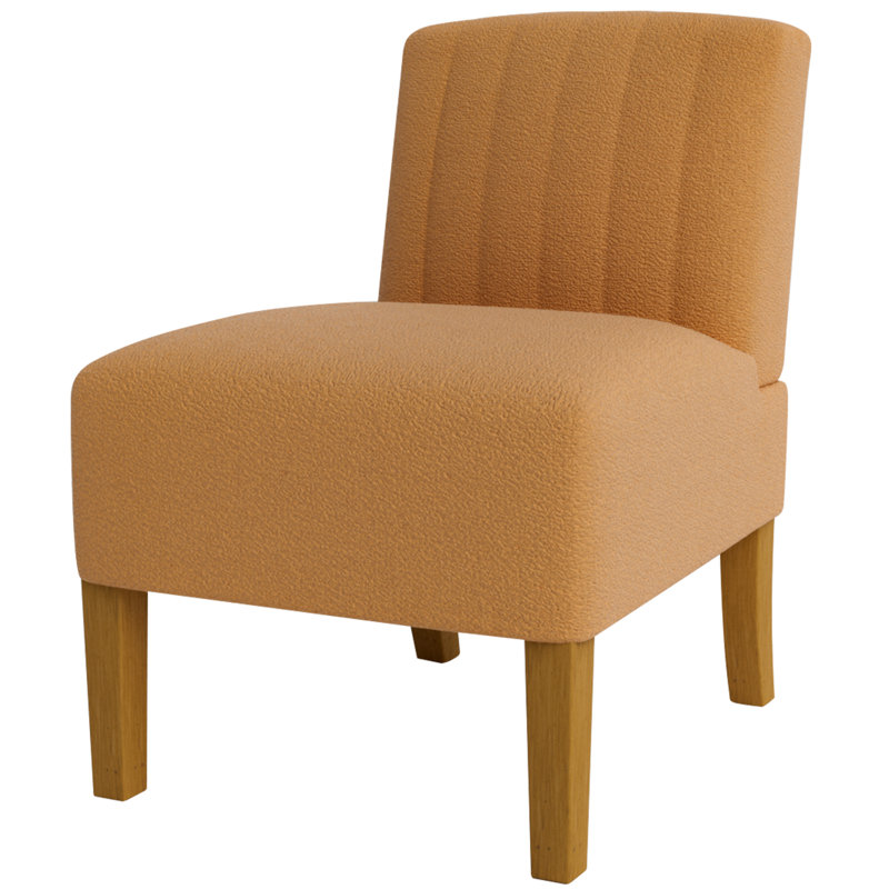 Fauteuil d'appoint sans accoudoirs pour le salon, Mélange de lin jaune