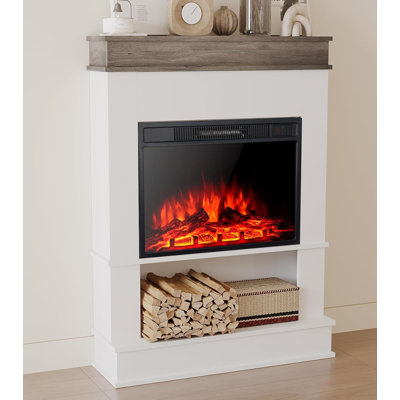 17 Stories 80.5cm W White Electric Fireplace with 5000 BTU