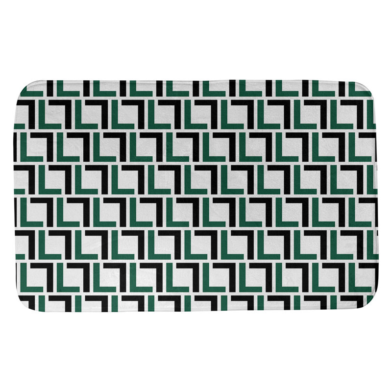 Tapis pour salle de bain Baltimore, l 17 po x L 24 po, Blanc / vert Gotham / noir Stealth