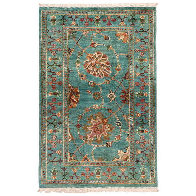 Tapis moderne Ersari cyan 3'3" x 4'5"