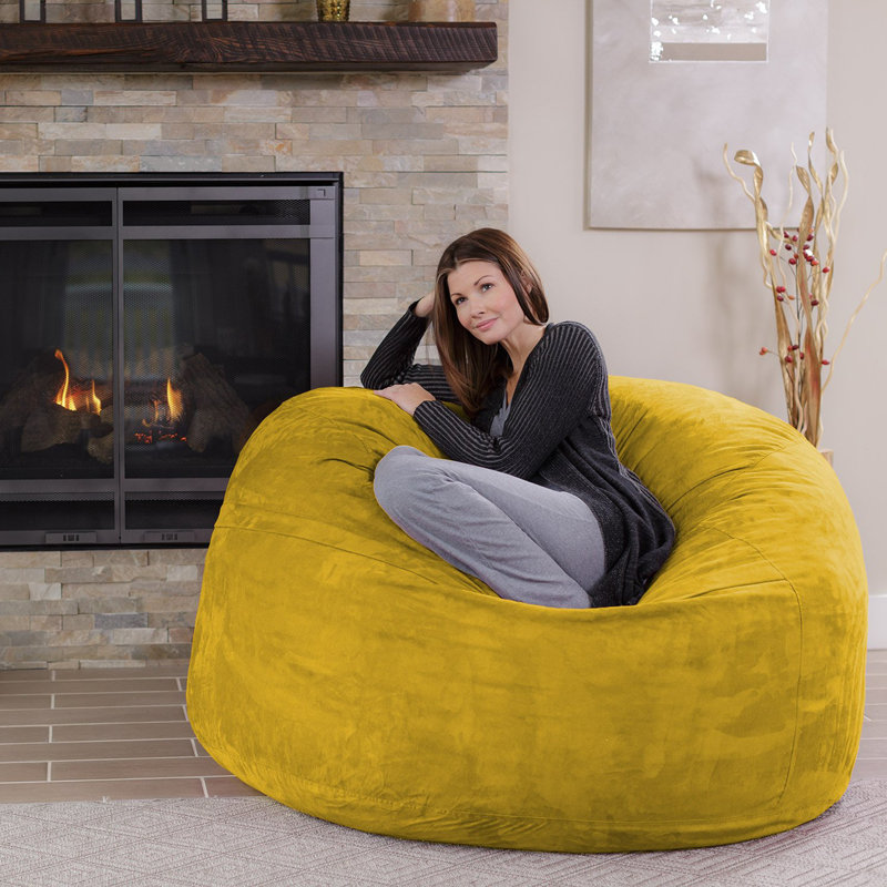 Bean Bag Chair - 5' Giant Memory Foam Lounge Chair with Soft Microfiber Cover – Cozy Furniture for Living Room, Dorm, & Kids' Rooms – Comfortable 5 Ft, Microsuede Lounge Sofa