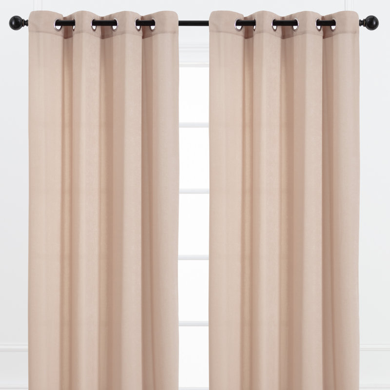 Elrosa Semi Sheer Grommet Single Curtain Panel, 52" W x " 63" L, Beige
