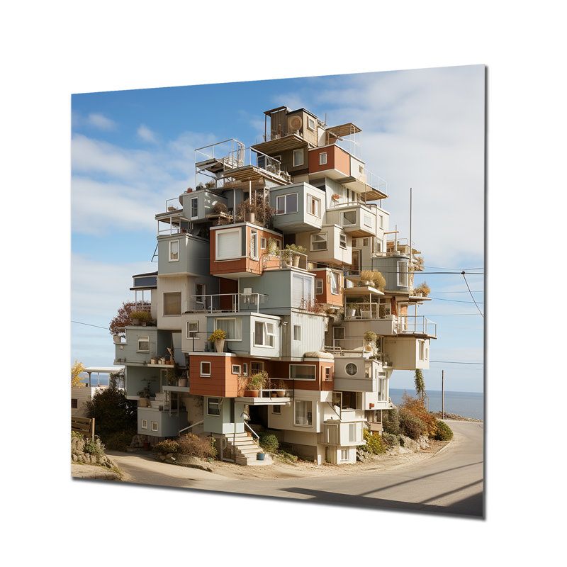 Ensemble de maisons rétro moderne, Pas de métal encadré, H 30 po x l 30 po x P 1 po