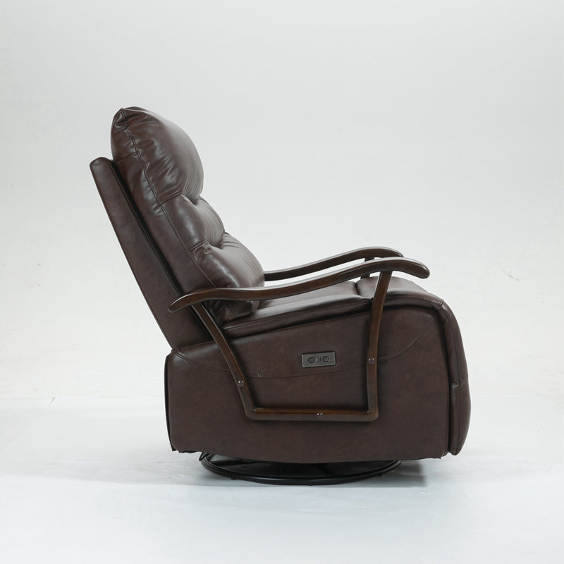 Fauteuil oscillant pivotant berçant inclinable électrique, Brun
