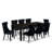 9 Piece Dining Table Set Includes a Rectangle Kitchen Table with Butterfly Leaf and 8 Polyester Fabric Upholstered Chairs, Black