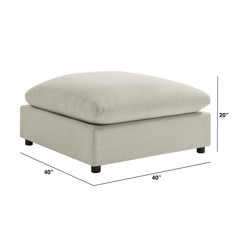 Repose-pieds carré beige en tissu 40 po