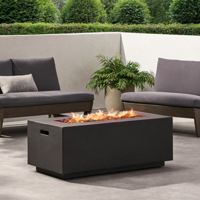 40" Grey Concrete Outdoor Fire Pit, 40,000 - Make Your Nights Inviting Rectangular Pit With , Concrete, Warmth Delight
