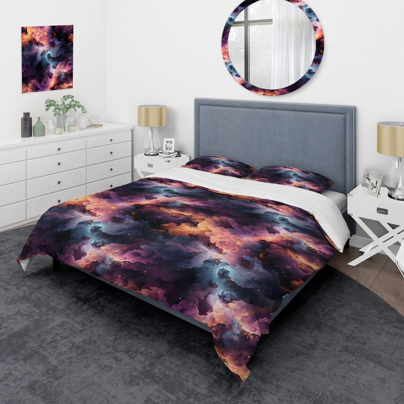 Ensemble de housse de couette abstraite Enchanted Moody, Housse de couette pour très grand lit et 2 très