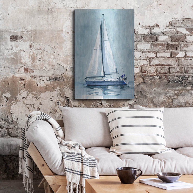Art mural en métal «Lone Sailboat 1» par Emma Caroline, H 36 po x l 24 po