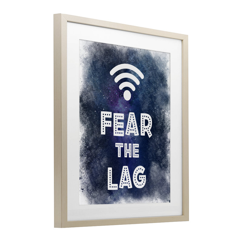 Fear The Lag Gamer Splash, impression sous verre, conception de Marcus Prime, H 16 po x l 13 po, Cadre de récolte en pin