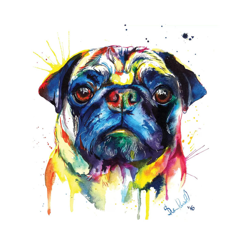 Pug III - Wrapped Canvas Painting, 30.48 cm H x 30.48 cm W