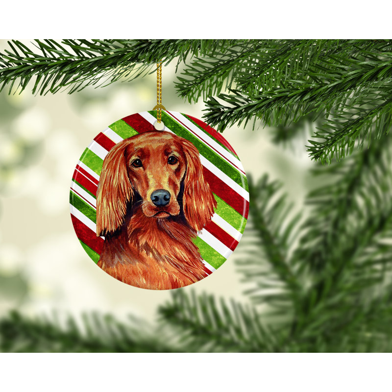 Ornement figurine suspendu en céramique de noël irish setter