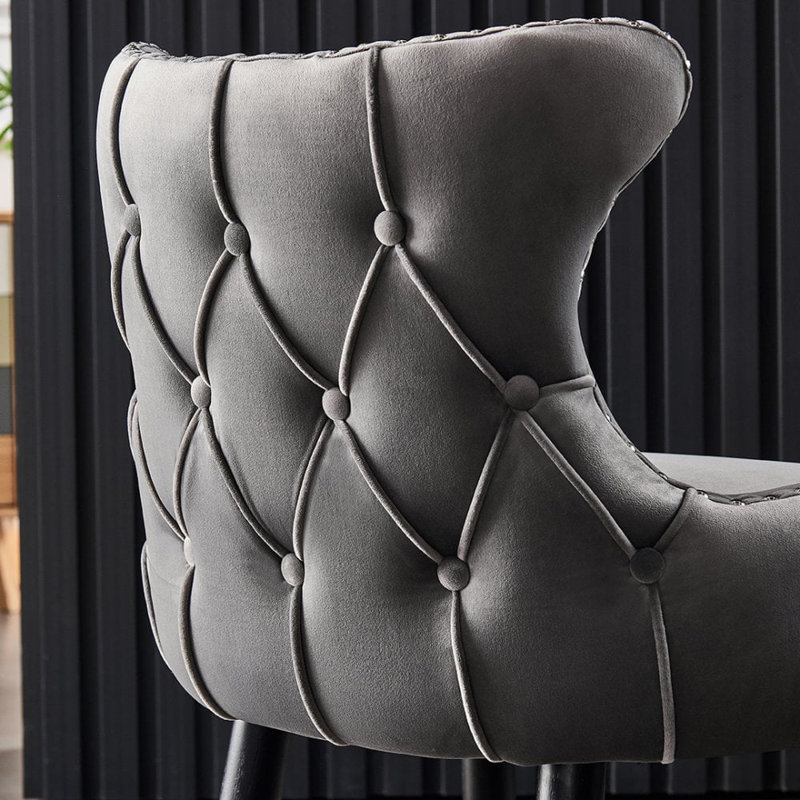 Ricky Modern Velvet Dining Chairs - Ergonomic Upholstered Curved Back with Solid Wooden Legs - Side Chair for Office Kitchen Living Room Dining Room