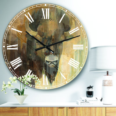 Into the Wild Gold Buffalo - Horloge murale maison de campagne