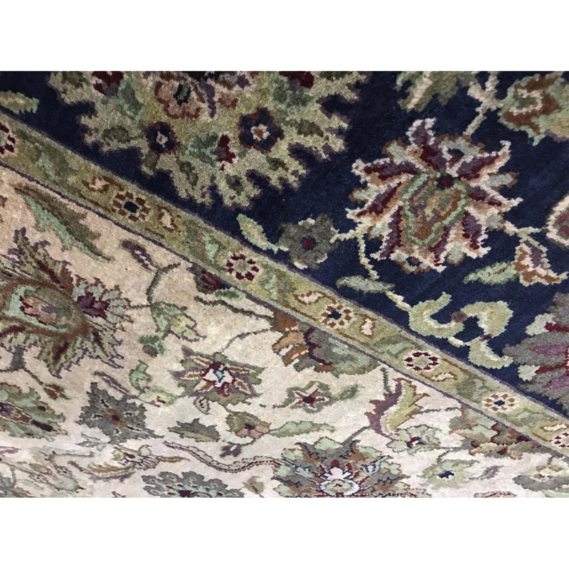 Tapis ivoire et noir noué à la main de haute qualité