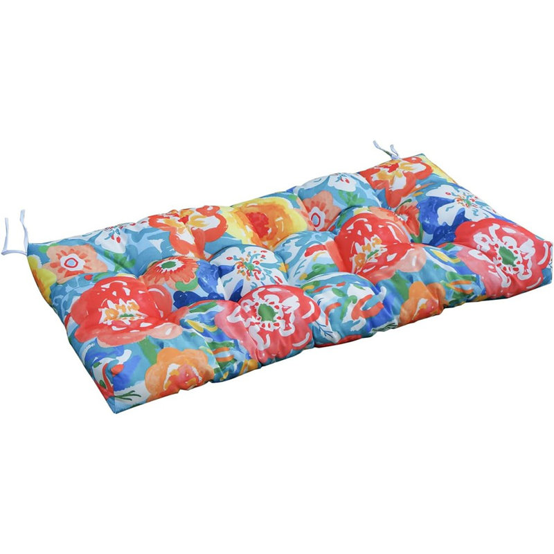 Coussin de banc d'extérieur à motif floral avec attaches, 41 pouces résistant à l'eau ...