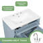 Meuble-lavabo de 30 po avec lavabo - autoportant, tiroir rabattable et tablette réglable, structure en bois d'hévéa massif, panneaux en MDF et poignées en métal, gris bleu - Mobilier de salle de bain