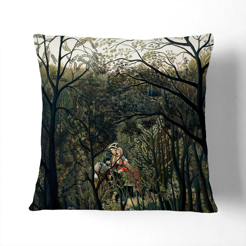 Rendezvous In The Forest Square Throw Cushion, White, 55cm H x 55cm W x 20cm D