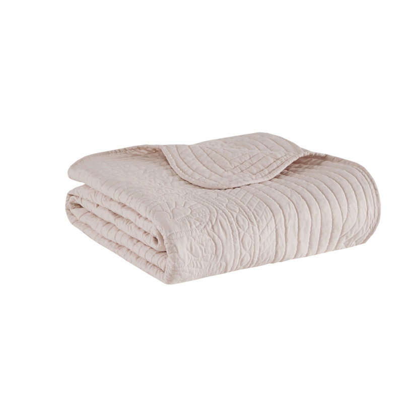 Jeté matelassé surdimensionné avec bords festonnés rosé 60 po x 72 po, Rosé