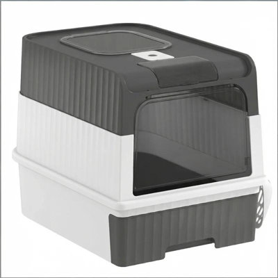  Compact Fully Enclosed Cat Litter Box with Top Exit and Drawer, Front Entry Anti-Tracking Design for Small Cats, 18.9"