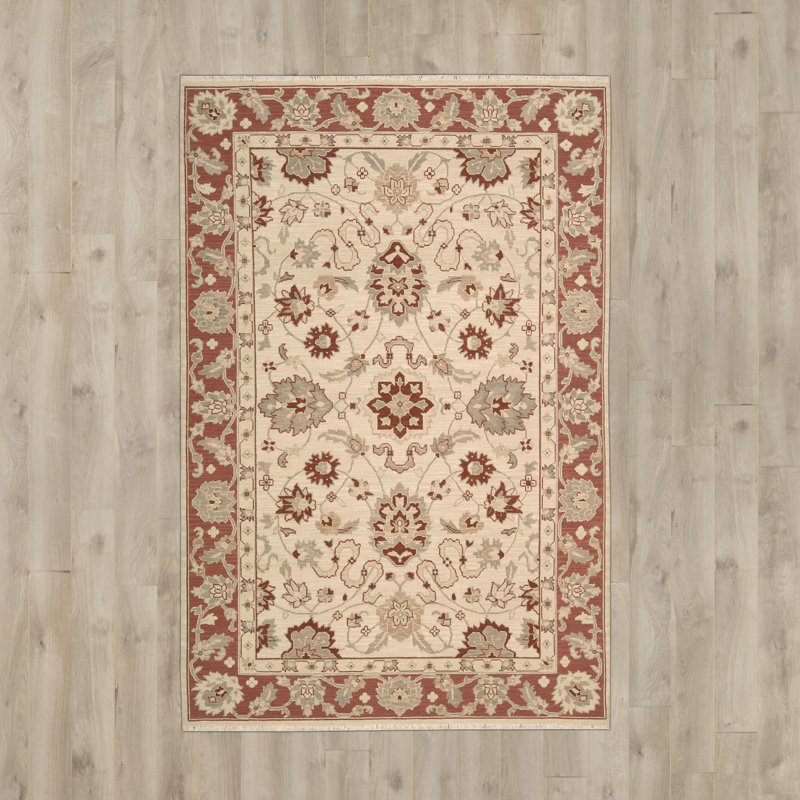 Tapis zone beige en laine handwoven Heintzelman, Rectangle 7 pi 10 po x 9 pi 10 po