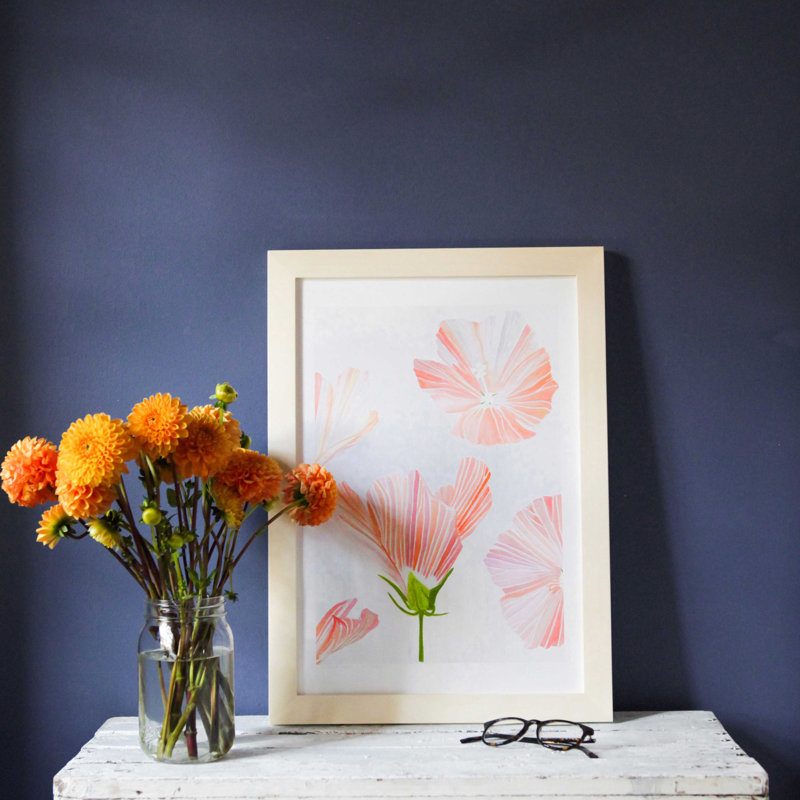 Orange Hibiscus On Snow Print, 19" H x 13" W 