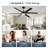  Cissline 60" Modern Black Ceiling Fan With Light, Remote & App Control for Living Room/Dinning Room