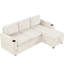 Convertible avec rangement dissimulé, porte-gobelets, ports, tiroirs de rangement modulaires en chenille beige,-461101547