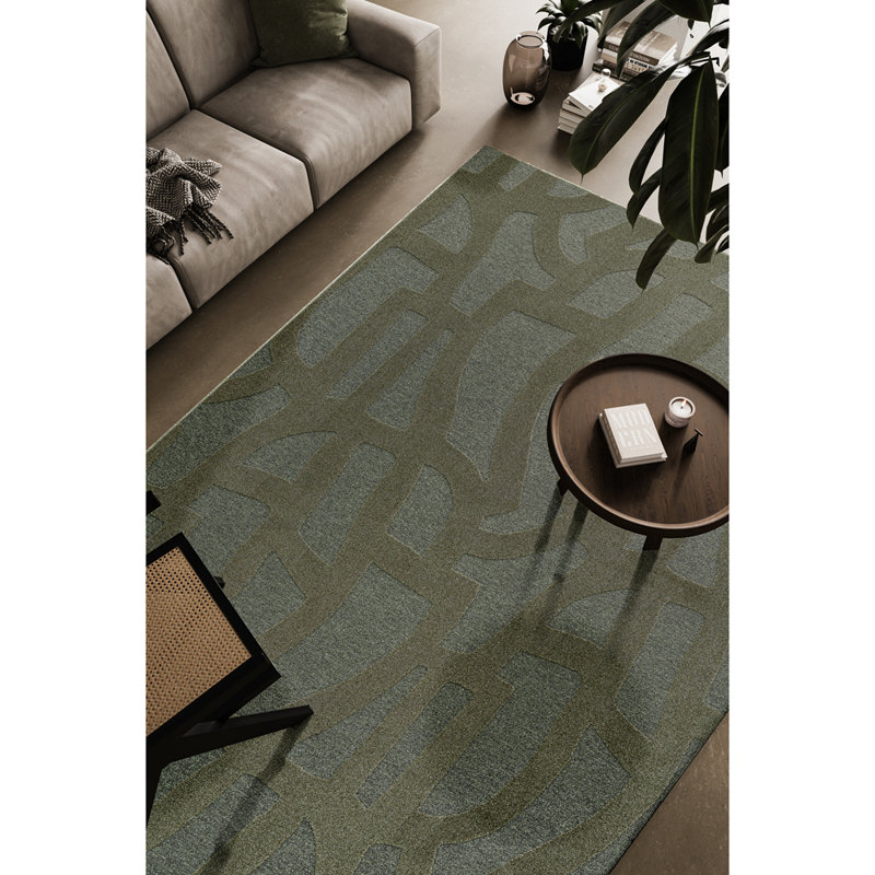 Tapis vert en polyester Teagan, Rectangle 7 pi 10 po x 10 pi