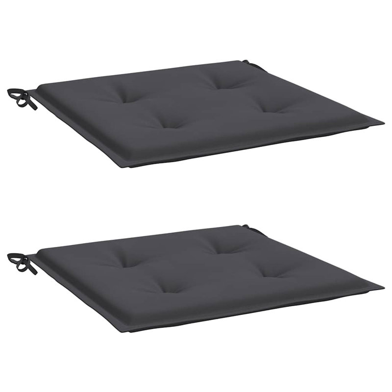 Ensemble de 2 coussins de chaise 100% polyester anthracite Oxford, H 19,7 po x l 19,7 po x P 1,6 po, Polyester - anthracite