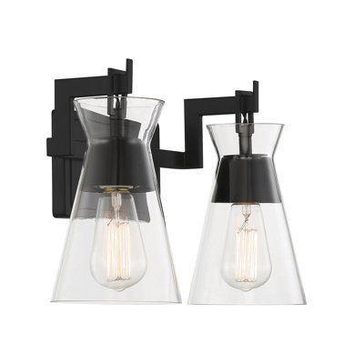 Kesia 2-Light Bathroom Vanity Light in Black