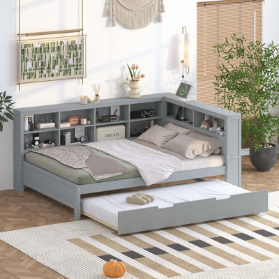 Lit de jour avec lit gigogne simple et ports de charge USB