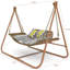 Balancelle de 570 lb avec support, rouille, structure en bois, double surdimensionnée pour l'intérieur, l'extérieur, la chambre à coucher, le patio, la capacité de mise à niveau du balcon, décoration rouille