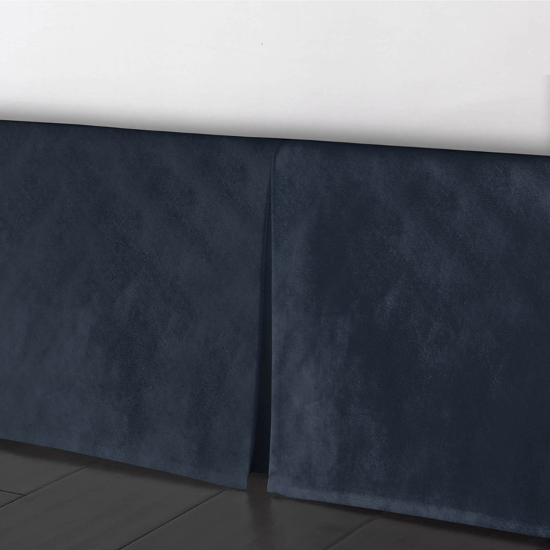 Velvet Bed Skirt, Navy, Twin, 15"