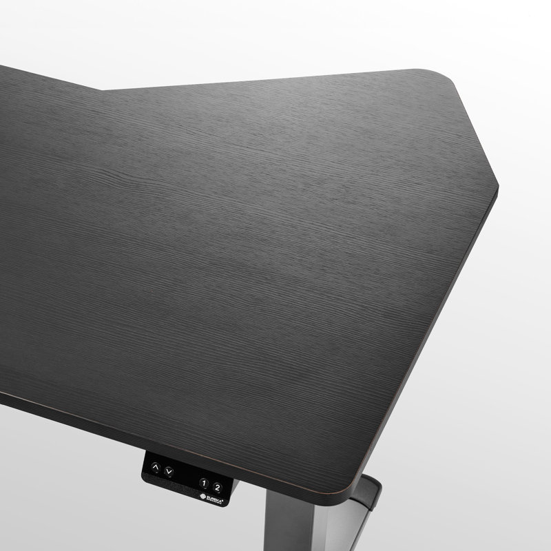 Bureau debout asymétrique réglable en hauteur l 55,59 po Marquavius, Noir