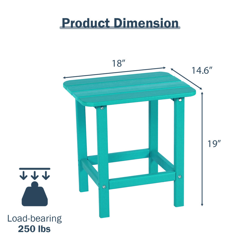 Table de bout rectangulaire Adirondack Analissa, Bleu lac, Bleu lac