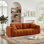 Canapé rembourré en chenille de 91,5 po de style moderne avec accoudoirs arrondis et confort surdimensionné pour le salon